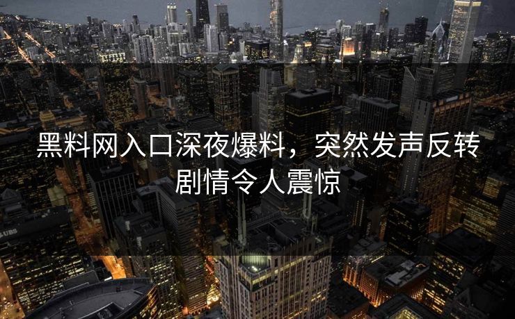黑料网入口深夜爆料，突然发声反转剧情令人震惊