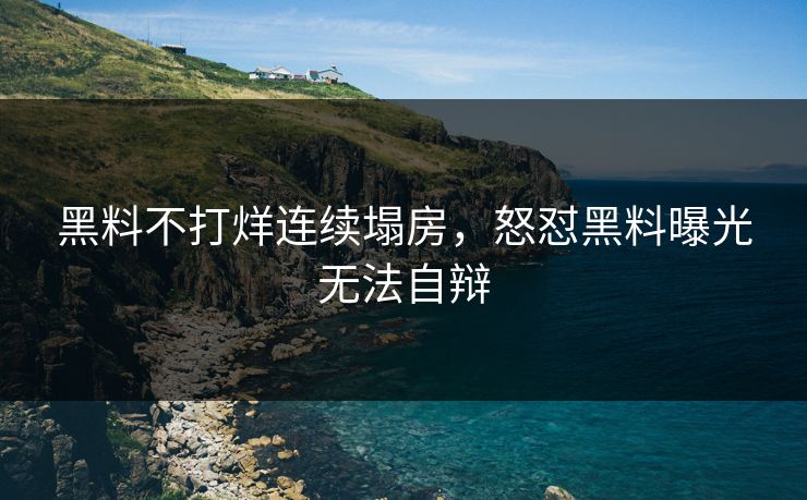 黑料不打烊连续塌房，怒怼黑料曝光无法自辩
