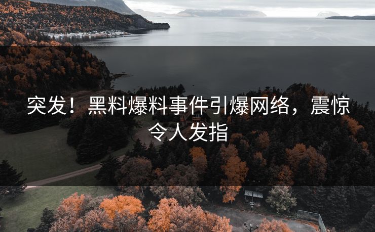 突发！黑料爆料事件引爆网络，震惊令人发指