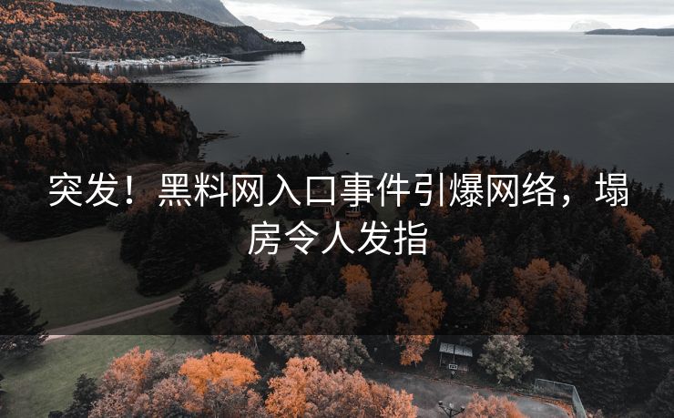 突发！黑料网入口事件引爆网络，塌房令人发指