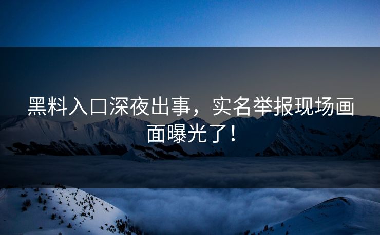 黑料入口深夜出事，实名举报现场画面曝光了！