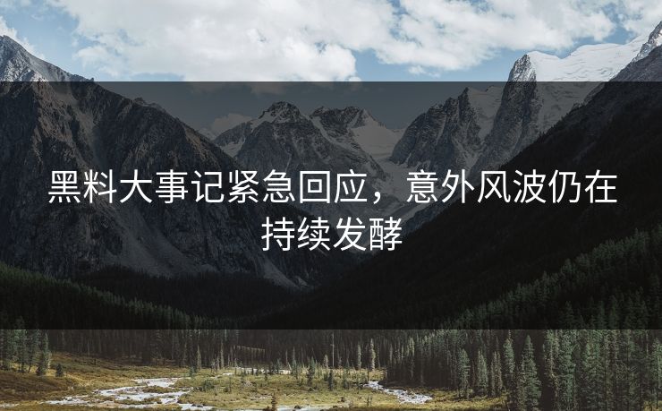 黑料大事记紧急回应，意外风波仍在持续发酵