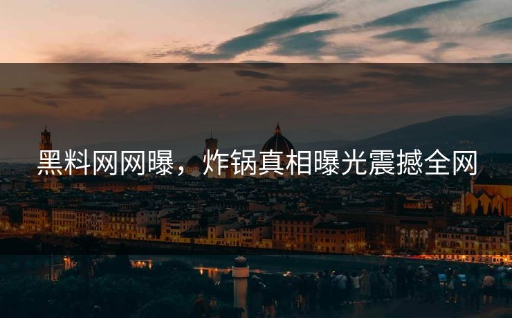 黑料网网曝，炸锅真相曝光震撼全网