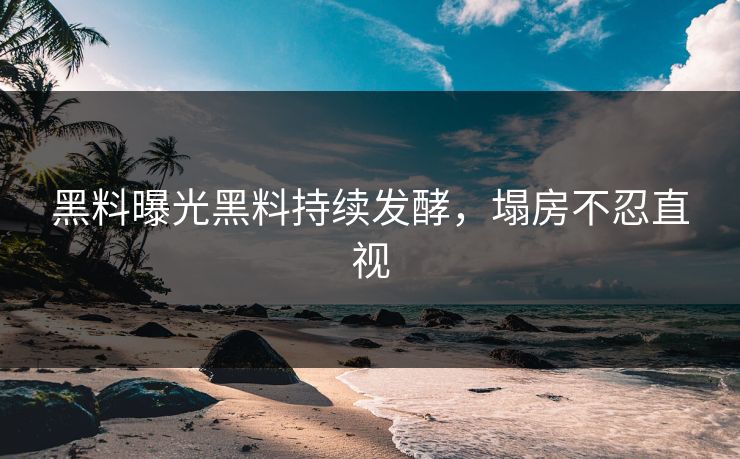 黑料曝光黑料持续发酵，塌房不忍直视