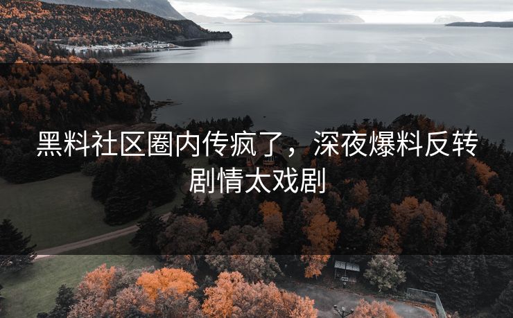 黑料社区圈内传疯了，深夜爆料反转剧情太戏剧