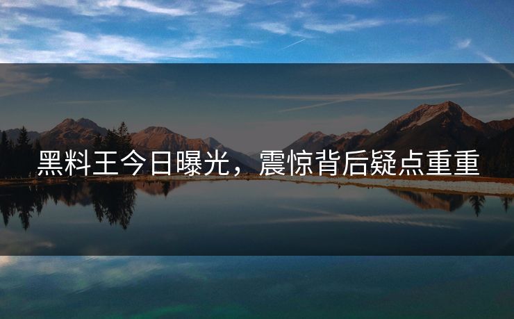 黑料王今日曝光，震惊背后疑点重重