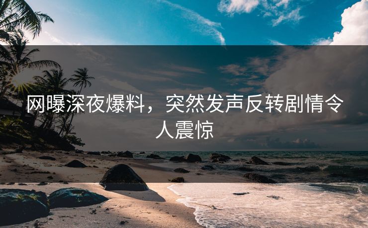 网曝深夜爆料，突然发声反转剧情令人震惊