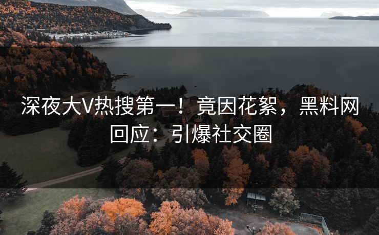 深夜大V热搜第一！竟因花絮，黑料网回应：引爆社交圈
