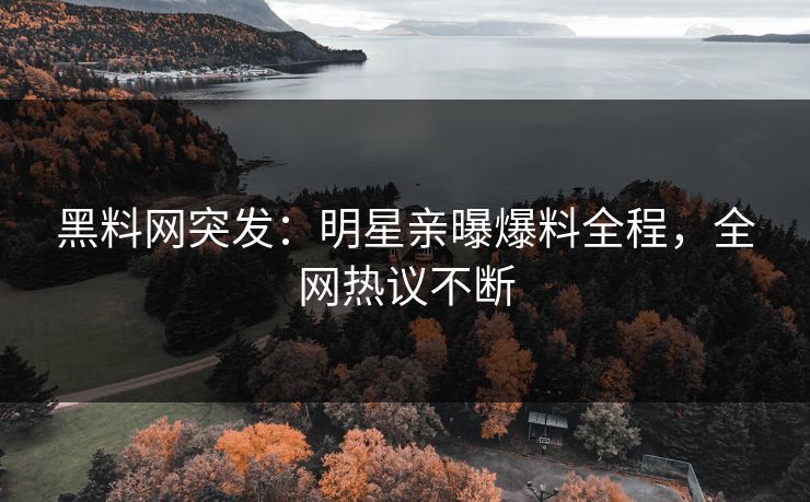 黑料网突发：明星亲曝爆料全程，全网热议不断