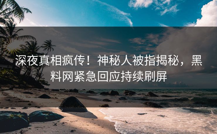深夜真相疯传！神秘人被指揭秘，黑料网紧急回应持续刷屏