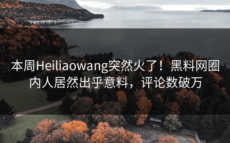 本周Heiliaowang突然火了！黑料网圈内人居然出乎意料，评论数破万