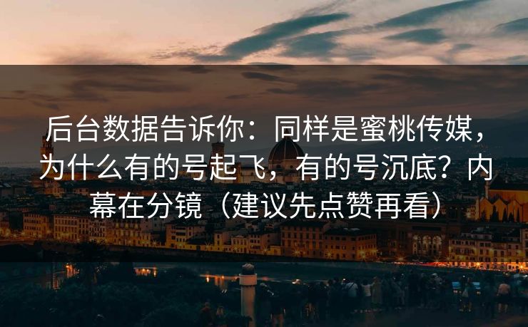 后台数据告诉你：同样是蜜桃传媒，为什么有的号起飞，有的号沉底？内幕在分镜（建议先点赞再看）